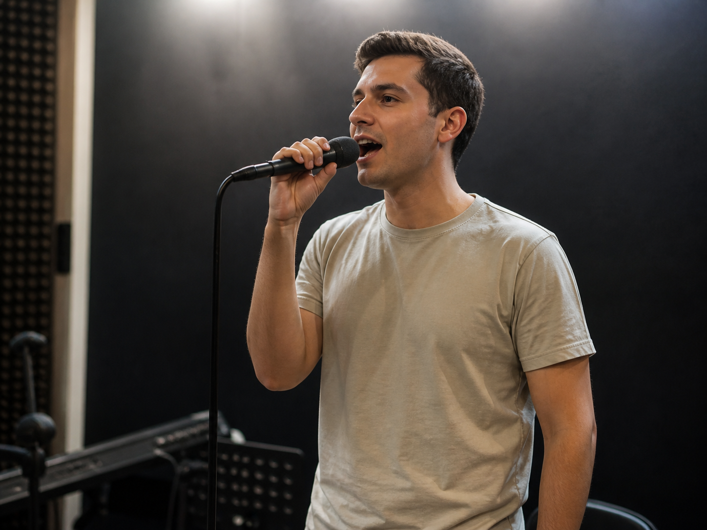 Adulto en clase de canto para principiantes en VOZÉTICA Zaragoza